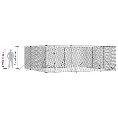 KOJEC ZEWNĘTRZNY DLA PSA SREBRNY 6X6X2 M STAL GALWANIZOWANA