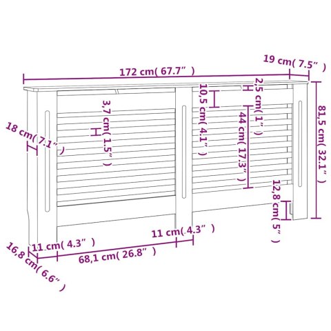 OSŁONY NA KALORYFER GRZEJNIK 2 SZT. BIAŁE 172X19X81,5CM MDF