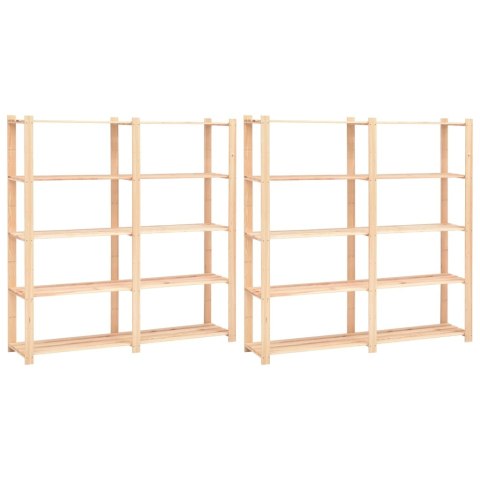 REGAŁY Z 5 PÓŁKAMI, 2 SZT., 170X38X170 CM, SOSNA, 500 KG