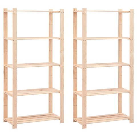 REGAŁY Z 5 PÓŁKAMI 2 SZT. 80X38X170CM SOSNA 250 KG
