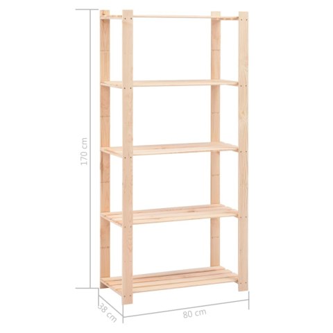 REGAŁY Z 5 PÓŁKAMI 2 SZT. 80X38X170CM SOSNA 250 KG