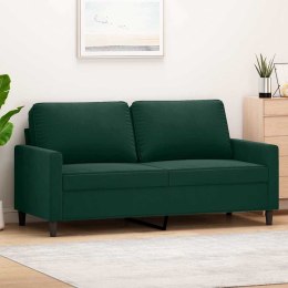SOFA 2-OSOBOWA CIEMNOZIELONA 140CM TAPICEROWANA AKSAMITEM