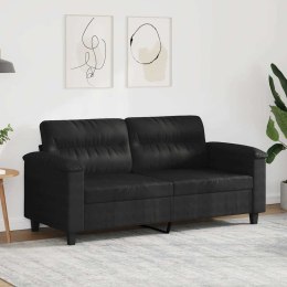 SOFA 2-OSOBOWA CZARNA 140CM TAPICEROWANA MIKROFIBRĄ