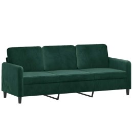 SOFA 3-OSOBOWA CIEMNOZIELONY 180CM OBITA AKSAMITEM
