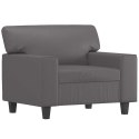 FOTEL SZARY 60CM OBITY SZTUCZNĄ SKÓRĄ