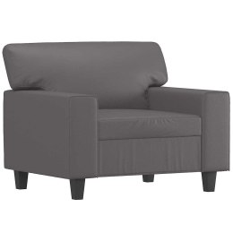 FOTEL SZARY 60CM OBITY SZTUCZNĄ SKÓRĄ