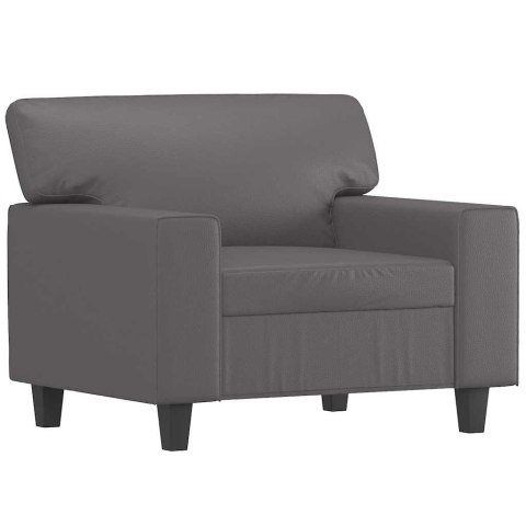 FOTEL SZARY 60CM OBITY SZTUCZNĄ SKÓRĄ