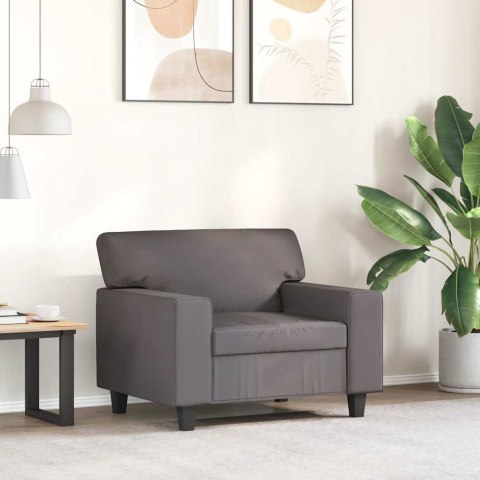 FOTEL SZARY 60CM OBITY SZTUCZNĄ SKÓRĄ