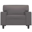FOTEL SZARY 60CM OBITY SZTUCZNĄ SKÓRĄ