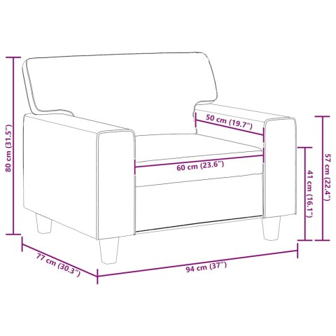 FOTEL SZARY 60CM OBITY SZTUCZNĄ SKÓRĄ