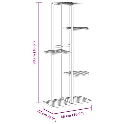 5-POZIOMOWY STOJAK NA KWIATY 43X22X98CM CZARNY METALOWY