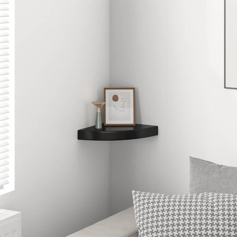 NAROŻNA PÓŁKA ŚCIENNA WYSOKI POŁYSK CZARNA 25X25X3,8CM MDF