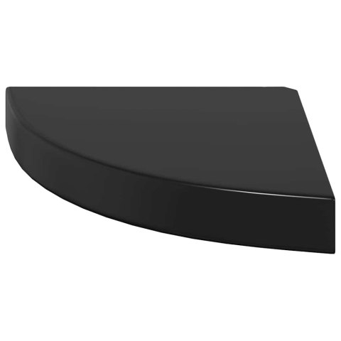 NAROŻNA PÓŁKA ŚCIENNA WYSOKI POŁYSK CZARNA 25X25X3,8CM MDF