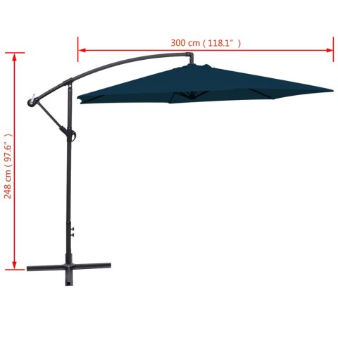 PARASOL NA WYSIĘGNIKU 3M NIEBIESKI