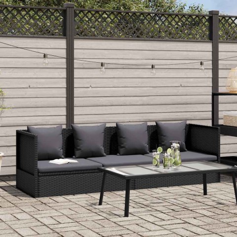 SOFA OGRODOWA Z PODUSZKAMI POLIRATTAN CZARNA