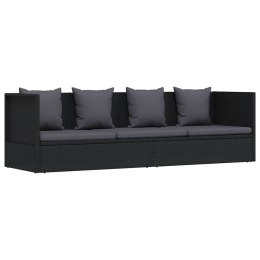 SOFA OGRODOWA Z PODUSZKAMI POLIRATTAN CZARNA