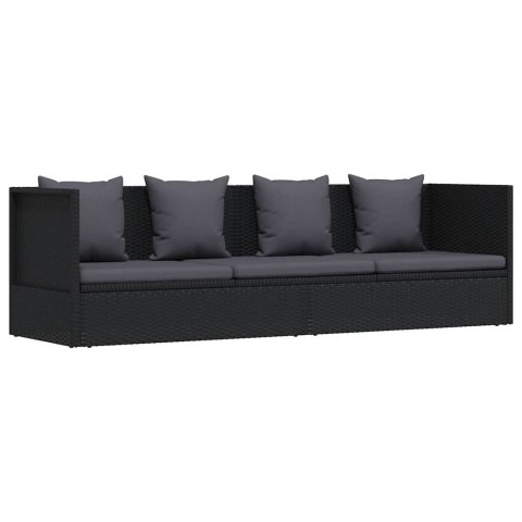SOFA OGRODOWA Z PODUSZKAMI POLIRATTAN CZARNA