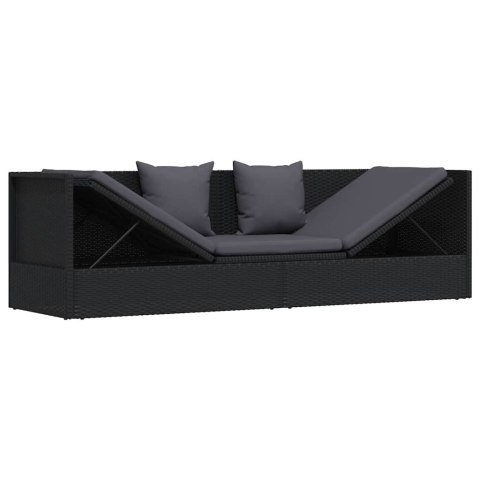 SOFA OGRODOWA Z PODUSZKAMI POLIRATTAN CZARNA