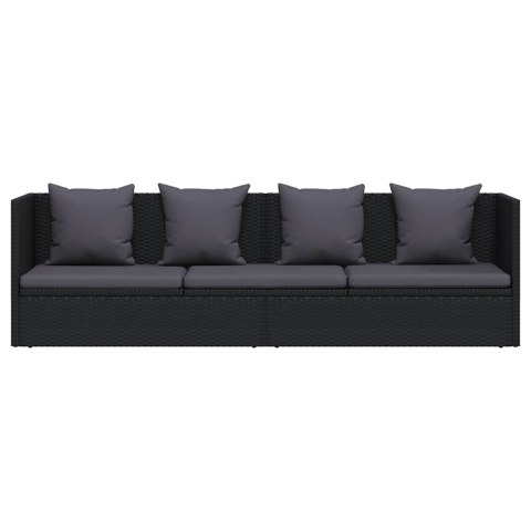 SOFA OGRODOWA Z PODUSZKAMI POLIRATTAN CZARNA