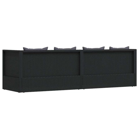 SOFA OGRODOWA Z PODUSZKAMI POLIRATTAN CZARNA