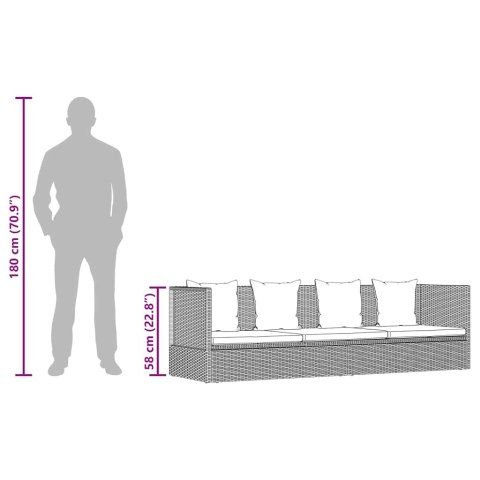 SOFA OGRODOWA Z PODUSZKAMI POLIRATTAN CZARNA