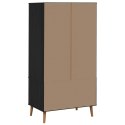 VidaXL Garderoba MOLDE Czarny 90 x 55 x 175 cm Lite drewno sosnowe