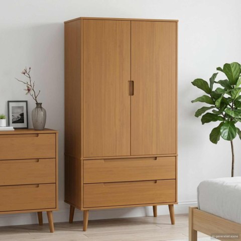 VidaXL Garderoba MOLDE Karmel 90 x 55 x 175 cm Lite drewno sosnowe