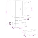 VidaXL Garderoba MOLDE Karmel 90 x 55 x 175 cm Lite drewno sosnowe