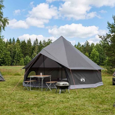 NAMIOT TIPI BRĄZOWY SZARY 600X600X350CM POLIESTER I STAL