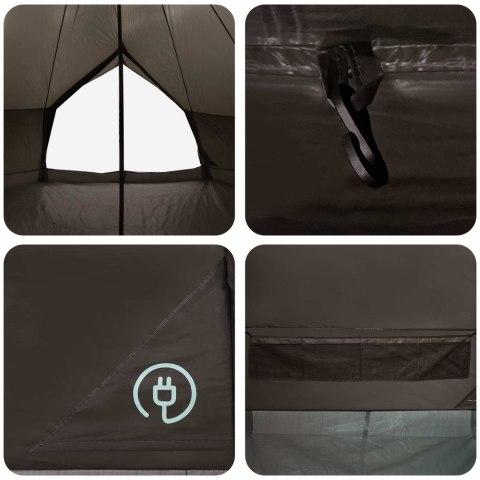 NAMIOT TIPI BRĄZOWY SZARY 600X600X350CM POLIESTER I STAL