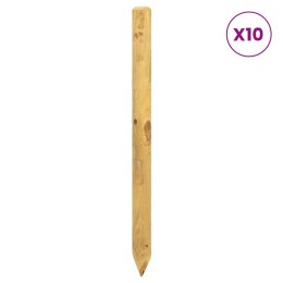 VidaXL Słupki ogrodzeniowe 10 szt. zielony 120 cm Lite drewno sosnowe