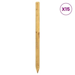 VidaXL Słupki ogrodzeniowe 15 szt. zielony 100 cm Lite drewno sosnowe