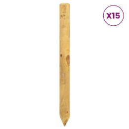 VidaXL Słupki ogrodzeniowe 15 szt. zielony 60 cm Lite drewno sosnowe