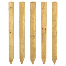VidaXL Słupki ogrodzeniowe 5 szt. zielony 100 cm Lite drewno sosnowe