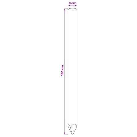 VidaXL Słupki ogrodzeniowe 5 szt. zielony 150 cm Lite drewno sosnowe