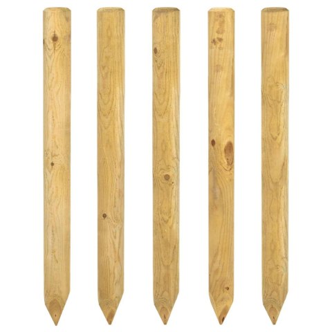 VidaXL Słupki ogrodzeniowe 5 szt. zielony 60 cm Lite drewno sosnowe
