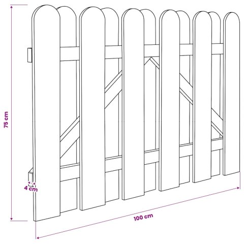 VidaXL Brama ogrodowa 100 x 75 cm Lite drewno sosnowe zielony