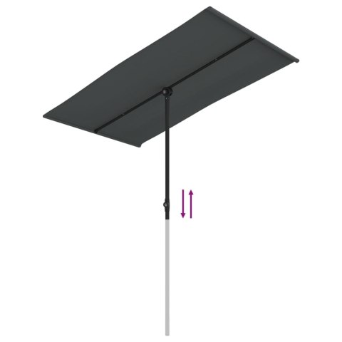 PARASOL OGRODOWY NA ALUMINIOWYM SŁUPKU 180X110CM ANTRACYTOWY
