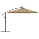 PARASOL WISZĄCY Z LED I METALOWYM SŁUPKIEM 350CM TAUPE