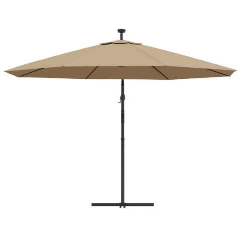 PARASOL WISZĄCY Z LED I METALOWYM SŁUPKIEM 350CM TAUPE