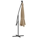 PARASOL WISZĄCY Z LED I METALOWYM SŁUPKIEM 350CM TAUPE