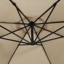 PARASOL WISZĄCY Z LED I METALOWYM SŁUPKIEM 350CM TAUPE