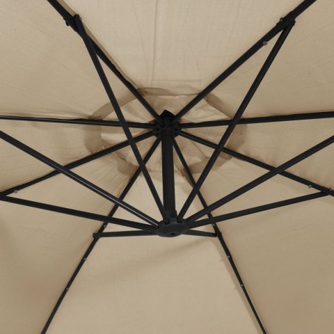 PARASOL WISZĄCY Z LED I METALOWYM SŁUPKIEM 350CM TAUPE