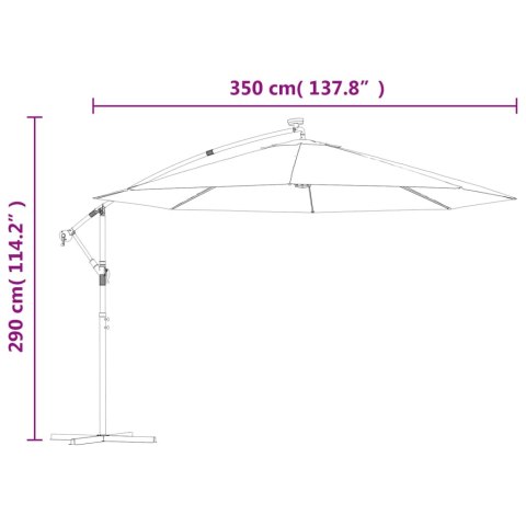 PARASOL WISZĄCY Z LED I METALOWYM SŁUPKIEM 350CM TAUPE