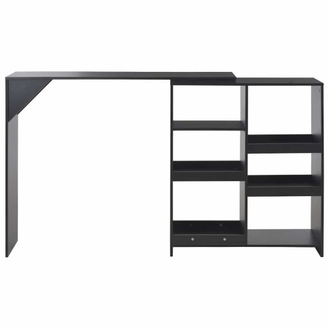 STOLIK BAROWY Z PRZESTAWNYM REGAŁEM CZARNY 138X39X110CM