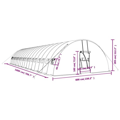 VidaXL Szklarnia ze stalową ramą, zielona, 108 m², 18x6x2,85 m