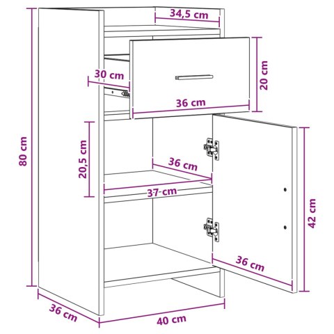 BUFET BETONOWY SZARY 40X36X80CM DREWNO INŻYNIERYJNE
