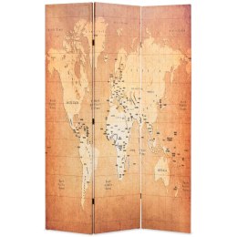 SKŁADANY PARAWAN 120X170CM MAPA ŚWIATA ŻÓŁTY