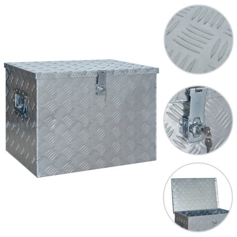 ALUMINIOWA SKRZYNIA NARZĘDZIOWA NA DYSZEL PRZYCZEPKI Z ZAMKIEM 61X43X45,5CM