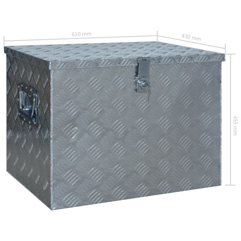 ALUMINIOWA SKRZYNIA NARZĘDZIOWA NA DYSZEL PRZYCZEPKI Z ZAMKIEM 61X43X45,5CM